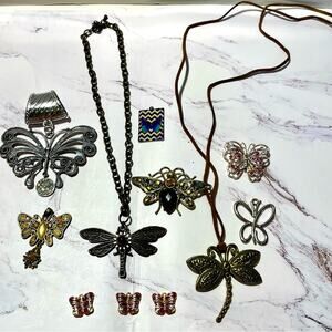 Bundle of butterfly and firefly necklaces and pendants
